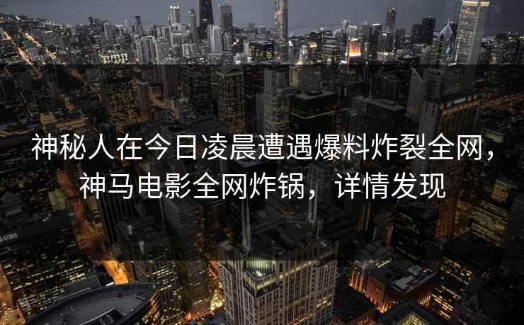 神秘人在今日凌晨遭遇爆料炸裂全网，神马电影全网炸锅，详情发现