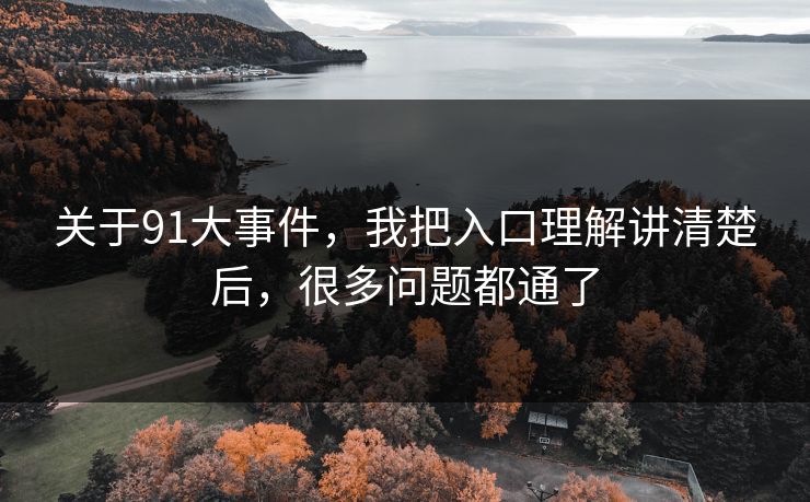 关于91大事件，我把入口理解讲清楚后，很多问题都通了